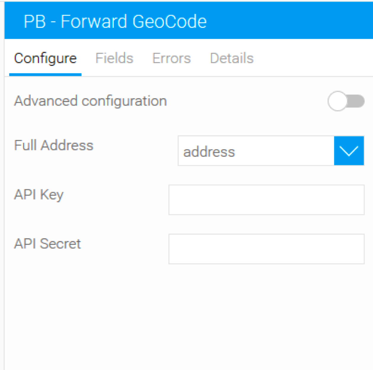 Pitney Bowes forward geocode in Yellowfin - single line address input