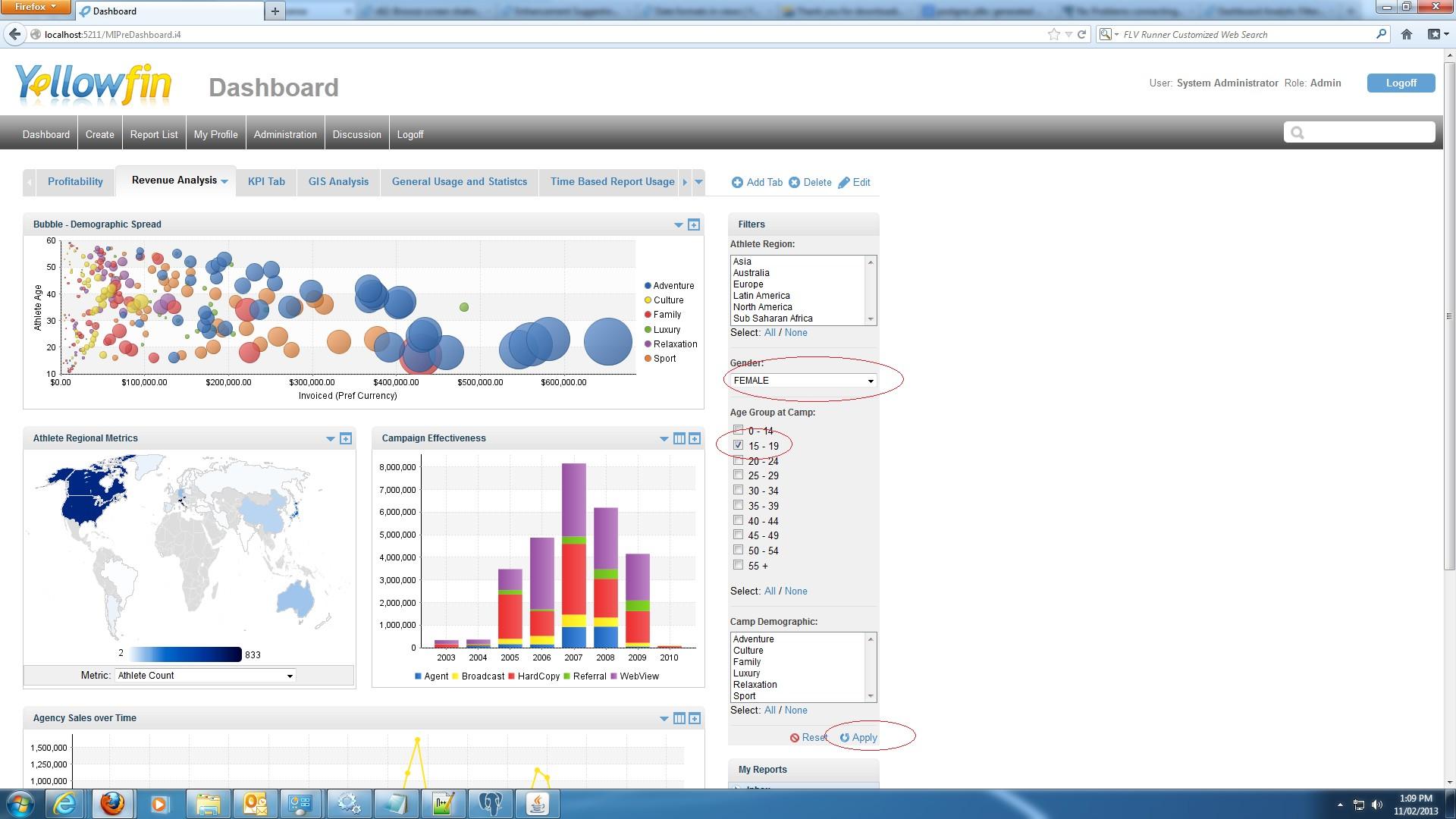 Dashboard Analytic Filter Not Auto Refreshing Yellowfin BI