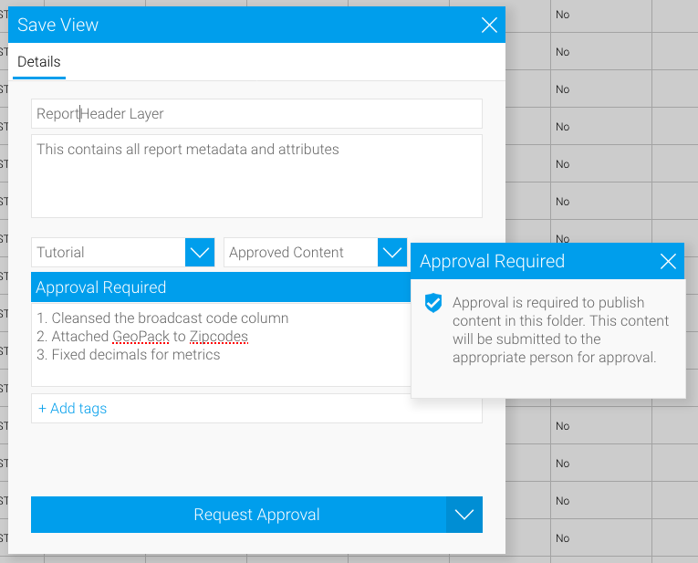 approval requests for streamlining tasks in Yellowfin