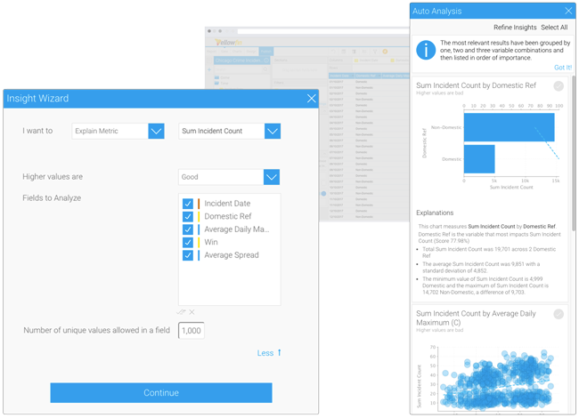 Afbeelding van Yellowfin Data Discovery tools.