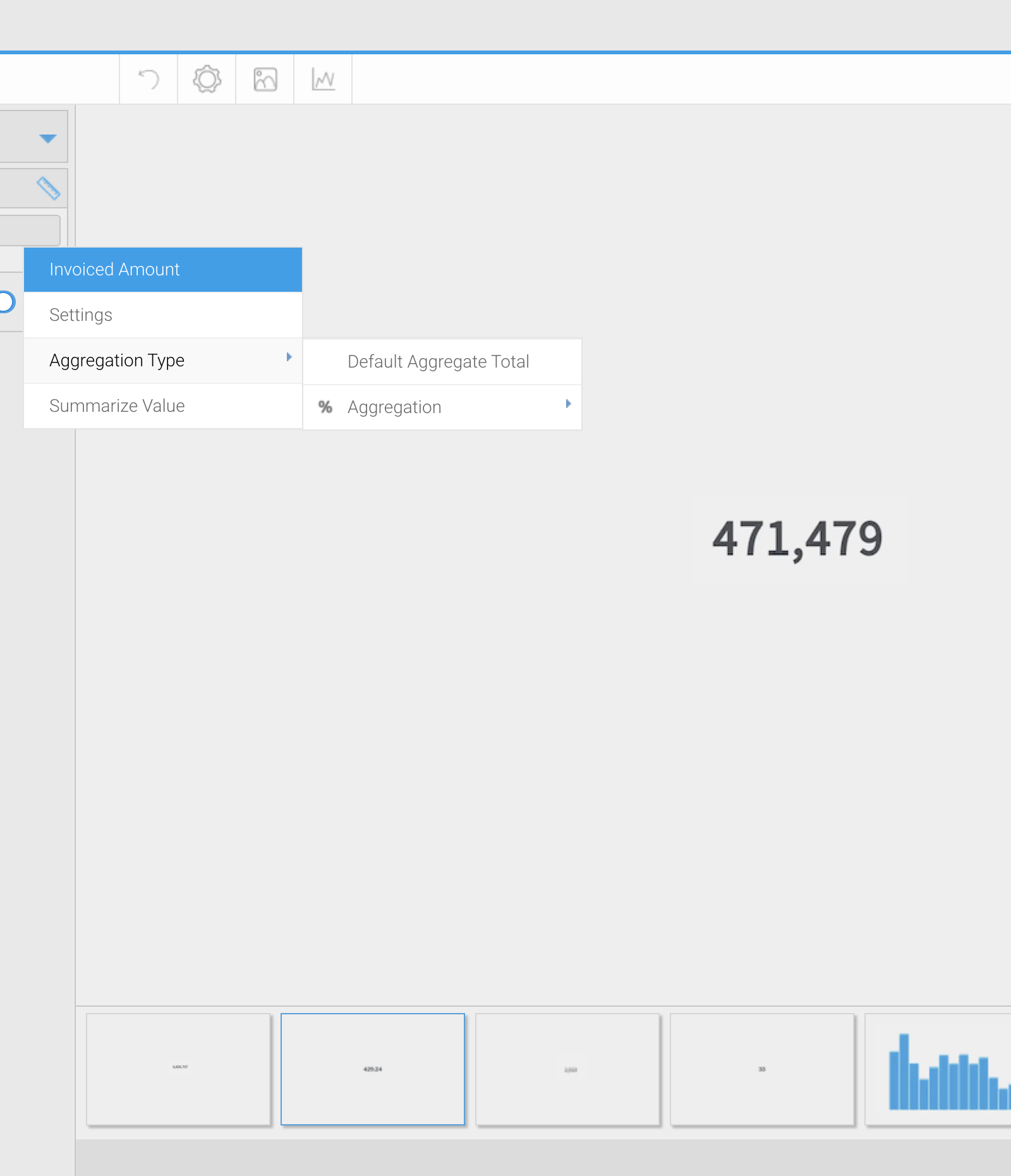 Chart edit screen Yellowfin dashboards
