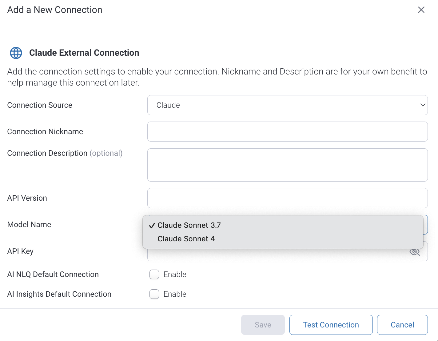 Yellowfin 9.16 External AI Models