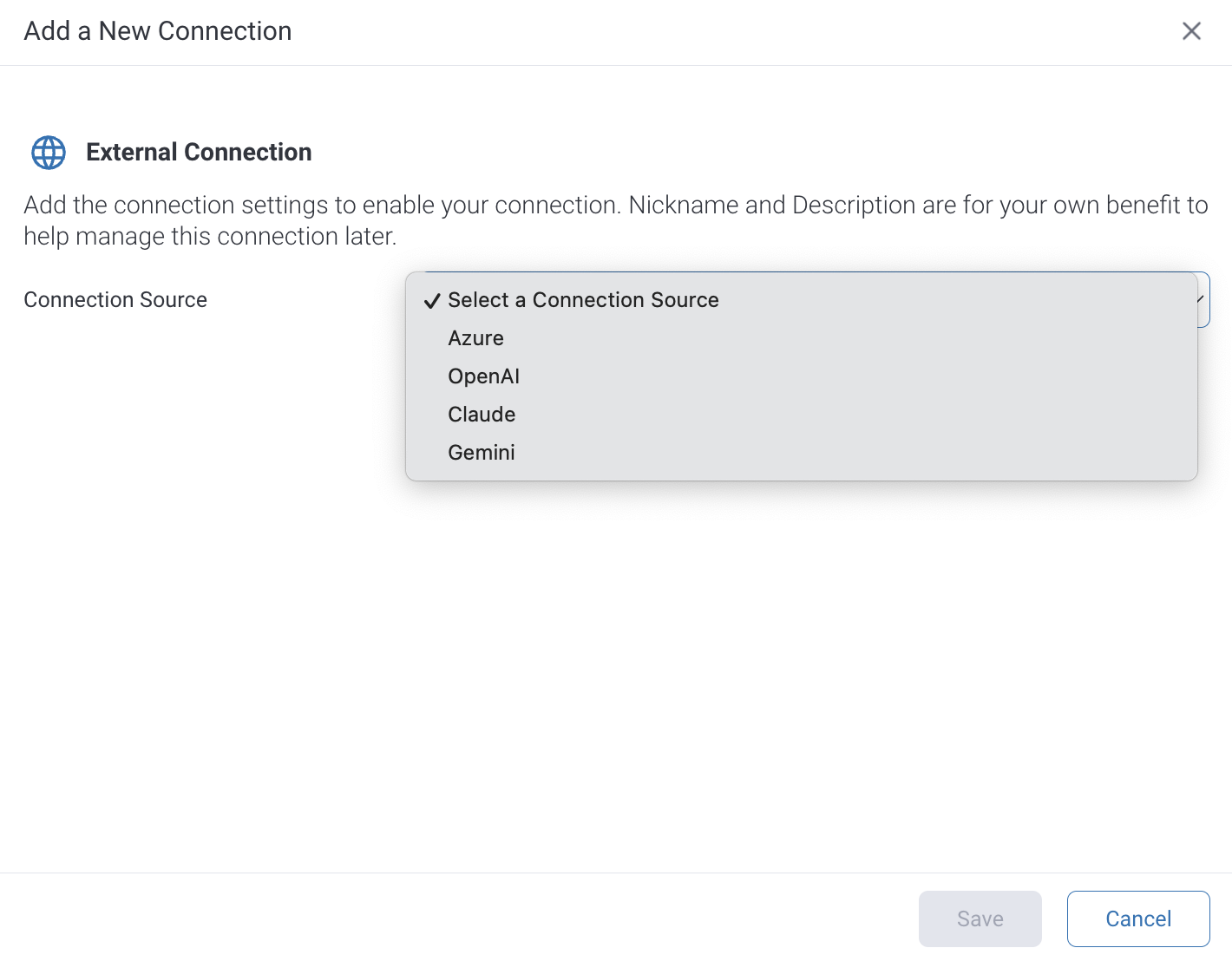 Yellowfin 9.16 External AI Models Connections New Options