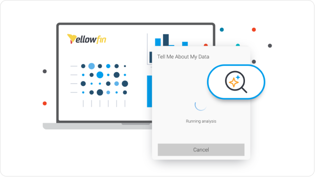 Yellowfin Assisted Insights Me parler de mes données Yellowfin Tell Me About My Data (TMAMD) generating AI-assisted contextual insights