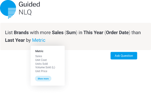 banner for guided nlq with sales metrics in a year